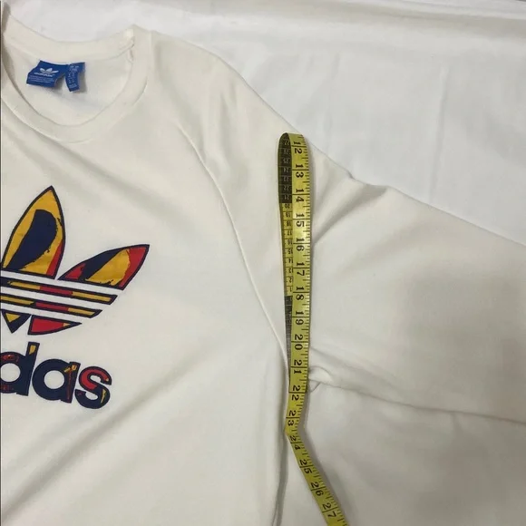 Adidas Cream , Long Sleeve Sweatshirt With Colorful Trefoil Logo.Size- XL - Picture 8 of 14